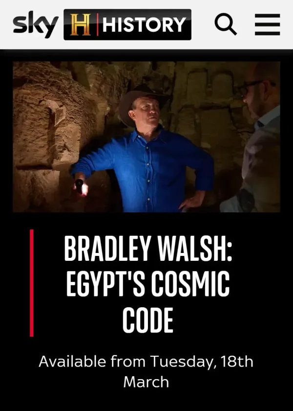 观看布拉德利·沃尔什：埃及的宇宙密码海报 - 2025 英国纪录片